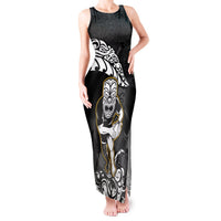 Custom New Zealand Rugby Tank Maxi Dress Maori Warrior Rugby Silver Fern Tribal Pattern LT03 Women Black - Polynesian Pride