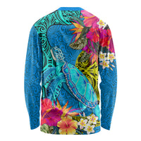 Polynesian Long Sleeve Shirt The Turtle Jung Flower with Maori Pattern Ethnic Style LT03 - Polynesian Pride