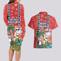 hawaii-christmas-couples-matching-long-sleeve-bodycon-dress-and-hawaiian-shirt-the-santa-surfing-hawaii-xmas-style