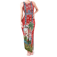 Hawaii Christmas Tank Maxi Dress The Santa Surfing Hawaii Xmas Style LT03 Women Red - Polynesian Pride