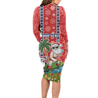 custom-hawaii-christmas-long-sleeve-bodycon-dress-the-santa-surfing-hawaii-xmas-style