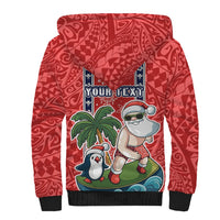 Custom Hawaii Christmas Sherpa Hoodie The Santa Surfing Hawaii Xmas Style LT03 - Polynesian Pride
