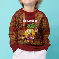 Hawaii Kid Ugly Christmas Sweater Aloha Funny Pineapple Mix Kakau Hawaiian Tribal LT03 - Polynesian Pride