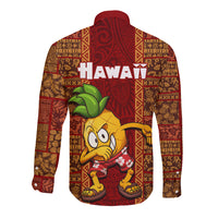 Hawaii Long Sleeve Button Shirt Aloha Funny Pineapple Mix Kakau Hawaiian Tribal LT03 - Polynesian Pride