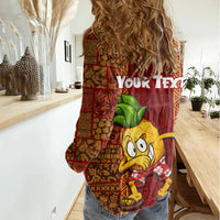 Custom Hawaii Women Casual Shirt Aloha Funny Pineapple Mix Kakau Hawaiian Tribal LT03 - Polynesian Pride