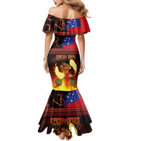 Samoan Siva Afi Family Matching Mermaid Dress and Hawaiian Shirt Tribal Performers of Samoan Fire Knife Dancing