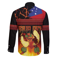 Samoan Siva Afi Family Matching Off The Shoulder Long Sleeve Dress and Hawaiian Shirt Tribal Performers of Samoan Fire Knife Dancing