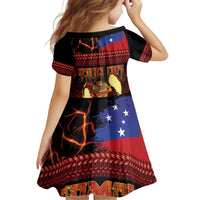 Samoan Siva Afi Kid Short Sleeve Dress Tribal Performers of Samoan Fire Knife Dancing