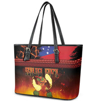 Samoan Siva Afi Leather Tote Bag Tribal Performers of Samoan Fire Knife Dancing