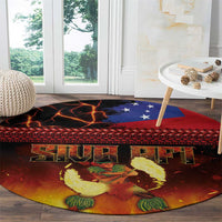 Samoan Siva Afi Round Carpet Tribal Performers of Samoan Fire Knife Dancing