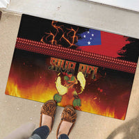 Samoan Siva Afi Rubber Doormat Tribal Performers of Samoan Fire Knife Dancing