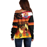 Tahitian Siva Afi Off Shoulder Sweater Tribal Performers of Tahitian Fire Knife Dancing