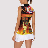 Tahitian Siva Afi Women Sleeveless Polo Shirt Tribal Performers of Tahitian Fire Knife Dancing