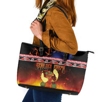Aotearoa Siva Afi Leather Tote Bag Tribal Performers of Aotearoa Fire Knife Dancing LT03 Black - Polynesian Pride