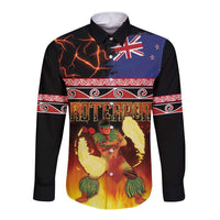 Aotearoa Siva Afi Long Sleeve Button Shirt Tribal Performers of Aotearoa Fire Knife Dancing LT03 Unisex Black - Polynesian Pride
