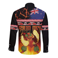 Aotearoa Siva Afi Long Sleeve Button Shirt Tribal Performers of Aotearoa Fire Knife Dancing LT03 - Polynesian Pride