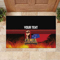 Personalised Samoan Spirit - Samoa Tribal Heritage Rubber Doormat LT03 Black - Polynesian Pride