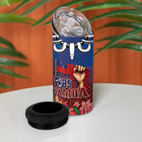 Proud of Samoa 685 4 in 1 Can Cooler Tumbler Ula Nifo and Hibiscus Tapa Tribal Pattern