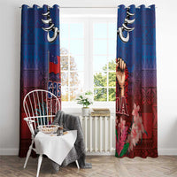 Proud of Samoa Window Curtain Ula Nifo with Samoa 685 and Hibiscus Tapa Tribal Pattern
