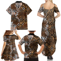 Fiji Masi Tapa Tribal Family Matching Summer Maxi Dress and Hawaiian Shirt Old Hibiscus Vintage Style LT03 - Polynesian Pride