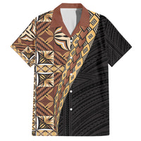 Samoan Siapo Family Matching Long Sleeve Bodycon Dress and Hawaiian Shirt Tatau Pattern Half Style Retro Mode LT03 Dad's Shirt - Short Sleeve Brown - Polynesian Pride