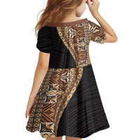 Samoan Siapo Family Matching Off Shoulder Maxi Dress and Hawaiian Shirt Tatau Pattern Half Style Retro Mode LT03 - Polynesian Pride