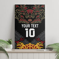 Custom New Zealand Rugby Canvas Wall Art Black Fern Maori Tribal Pattern