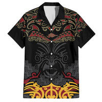 Custom New Zealand Rugby Family Matching Tank Maxi Dress and Hawaiian Shirt Black Fern Maori Tribal Pattern LT03 Dad's Shirt - Short Sleeve Black - Polynesian Pride