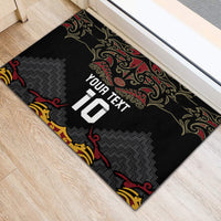 Custom New Zealand Rugby Rubber Doormat Black Fern Maori Tribal Pattern LT03 - Polynesian Pride