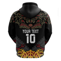 Custom New Zealand Rugby Zip Hoodie Black Fern Maori Tribal Pattern LT03 - Polynesian Pride