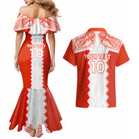 Custom Tonga Rugby Couples Matching Mermaid Dress and Hawaiian Shirt Ikale Tahi Ngatu Tribal Pattern LT03 - Polynesian Pride