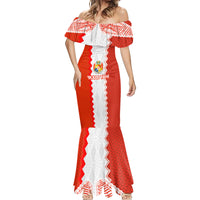 Custom Tonga Rugby Mermaid Dress Ikale Tahi Ngatu Tribal Pattern LT03