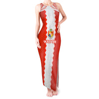 Custom Tonga Rugby Tank Maxi Dress Ikale Tahi Ngatu Tribal Pattern LT03 Women Orange - Polynesian Pride