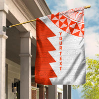 Custom Tonga Rugby Garden Flag Ikale Tahi Ngatu Tribal Pattern Half Style