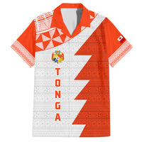 Custom Tonga Rugby Hawaiian Shirt Ikale Tahi Ngatu Tribal Pattern Half Style LT03 Orange - Polynesian Pride
