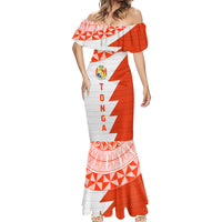 Custom Tonga Rugby Mermaid Dress Ikale Tahi Ngatu Tribal Pattern Half Style LT03 - Polynesian Pride