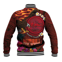 American Samoa Manulele Tausala Nu'uuli Baseball Jacket Tatau Art Pattern with Tropical Plants LT03 - Polynesian Pride