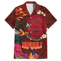 American Samoa Manulele Tausala Nu'uuli Hawaiian Shirt Tatau Art Pattern with Tropical Plants LT03 Red - Polynesian Pride