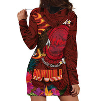 American Samoa Manulele Tausala Nu'uuli Hoodie Dress Tatau Art Pattern with Tropical Plants LT03 - Polynesian Pride