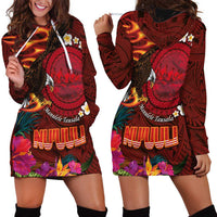 American Samoa Manulele Tausala Nu'uuli Hoodie Dress Tatau Art Pattern with Tropical Plants LT03 - Polynesian Pride