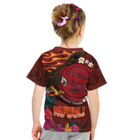 American Samoa Manulele Tausala Nu'uuli Kid T Shirt Tatau Art Pattern with Tropical Plants LT03 - Polynesian Pride