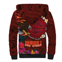 American Samoa Manulele Tausala Nu'uuli Sherpa Hoodie Tatau Art Pattern with Tropical Plants LT03 - Polynesian Pride