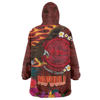 American Samoa Manulele Tausala Nu'uuli Wearable Blanket Hoodie Tatau Art Pattern with Tropical Plants LT03 - Polynesian Pride