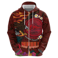 American Samoa Manulele Tausala Nu'uuli Zip Hoodie Tatau Art Pattern with Tropical Plants LT03 - Polynesian Pride