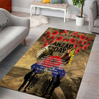 Australia and New Zealand ANZAC Day Area Rug Kangaroo and Kiwi Bird Soldier-Honor and Remember Vintage Style