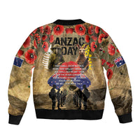 Australia and New Zealand ANZAC Day Bomber Jacket Kangaroo and Kiwi Bird Soldier-Honor and Remember Vintage Style