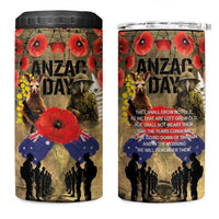 Australia and New Zealand ANZAC Day 4 in 1 Can Cooler Tumbler Kangaroo and Kiwi Bird Soldier-Honor and Remember Vintage Style