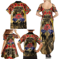 Australia and New Zealand ANZAC Day Family Matching Summer Maxi Dress and Hawaiian Shirt Kangaroo and Kiwi Bird Soldier-Honor and Remember Vintage Style