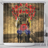 Australia and New Zealand ANZAC Day Shower Curtain Kangaroo and Kiwi Bird Soldier-Honor and Remember Vintage Style