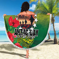 Cook Islands ANDAC Day Beach Blanket Honor and Remember Soliders-Forever in My Thoughts Grunge Style LT03 - Polynesian Pride